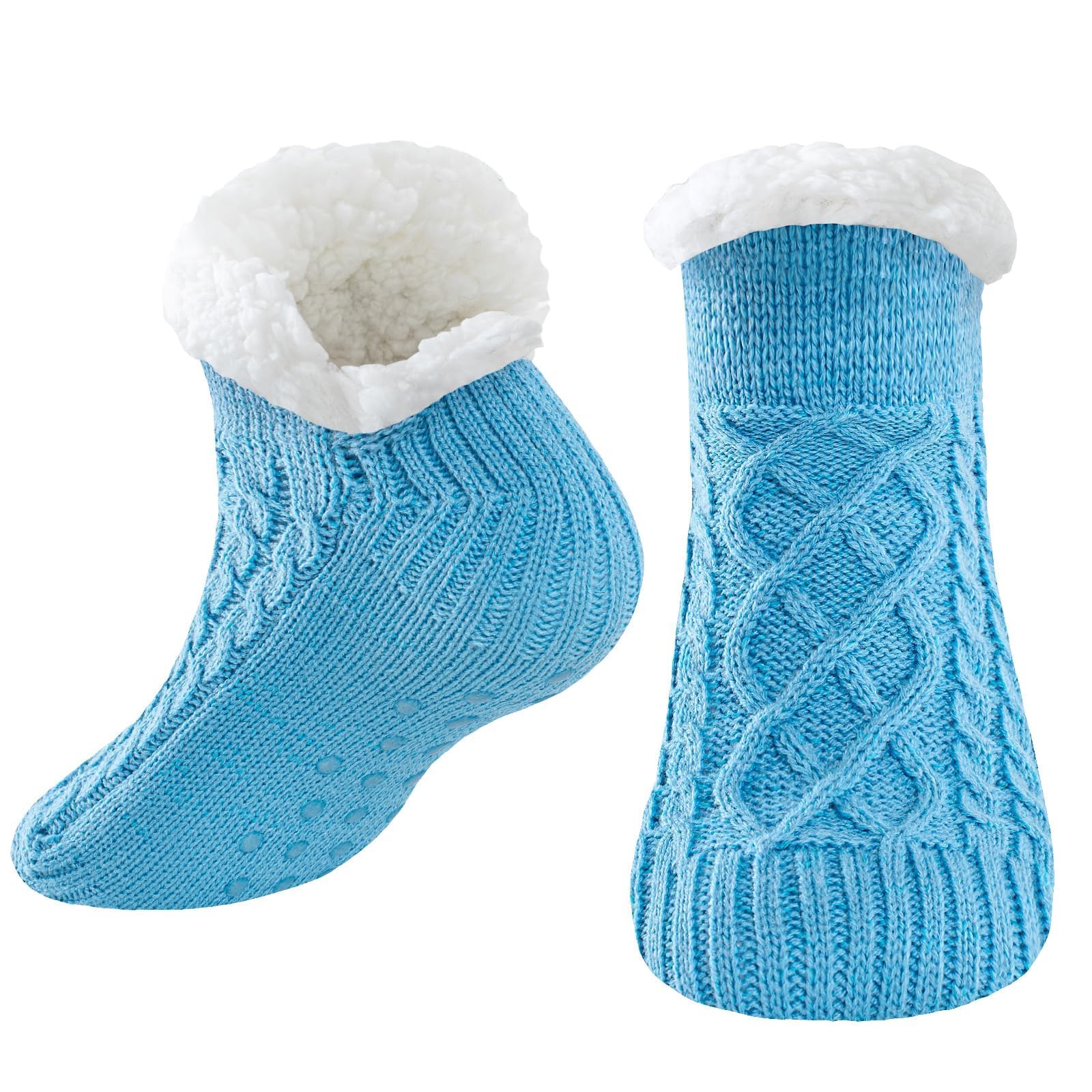 Niorasen Kuschelsocken Damen Herren, Dicke Flauschige Socken mit Greifern， Weiche Warme Winter Hüttensocken Haussocken Stoppersocken, Frauen Geschenk Geburtstag, EU 36-44, 1 Paar
