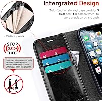 Vista 3 de OCASE Compatible con iPhone 12 Case/Compatible con iPhone 12 Pro Wallet Case, funda tipo cartera de piel sintética con tapa y tarjeteros con bloqueo