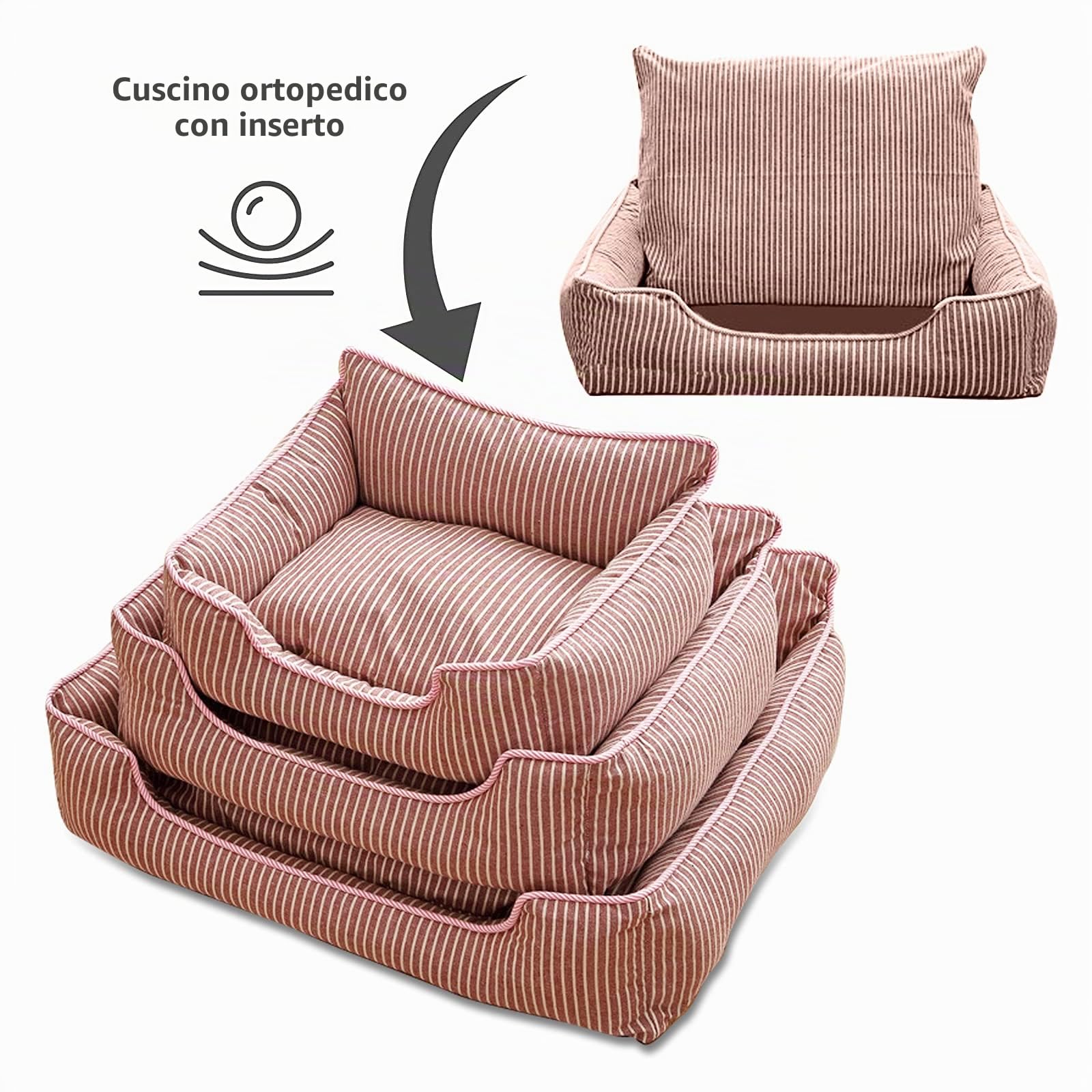 PETCUTE Cesto per cani durevole e confortevole, lavabile con cuscino per cani e gatti, lavabile in lavatrice, traspirante letto per cani con antiscivolo basso, con coperchio rimovibile