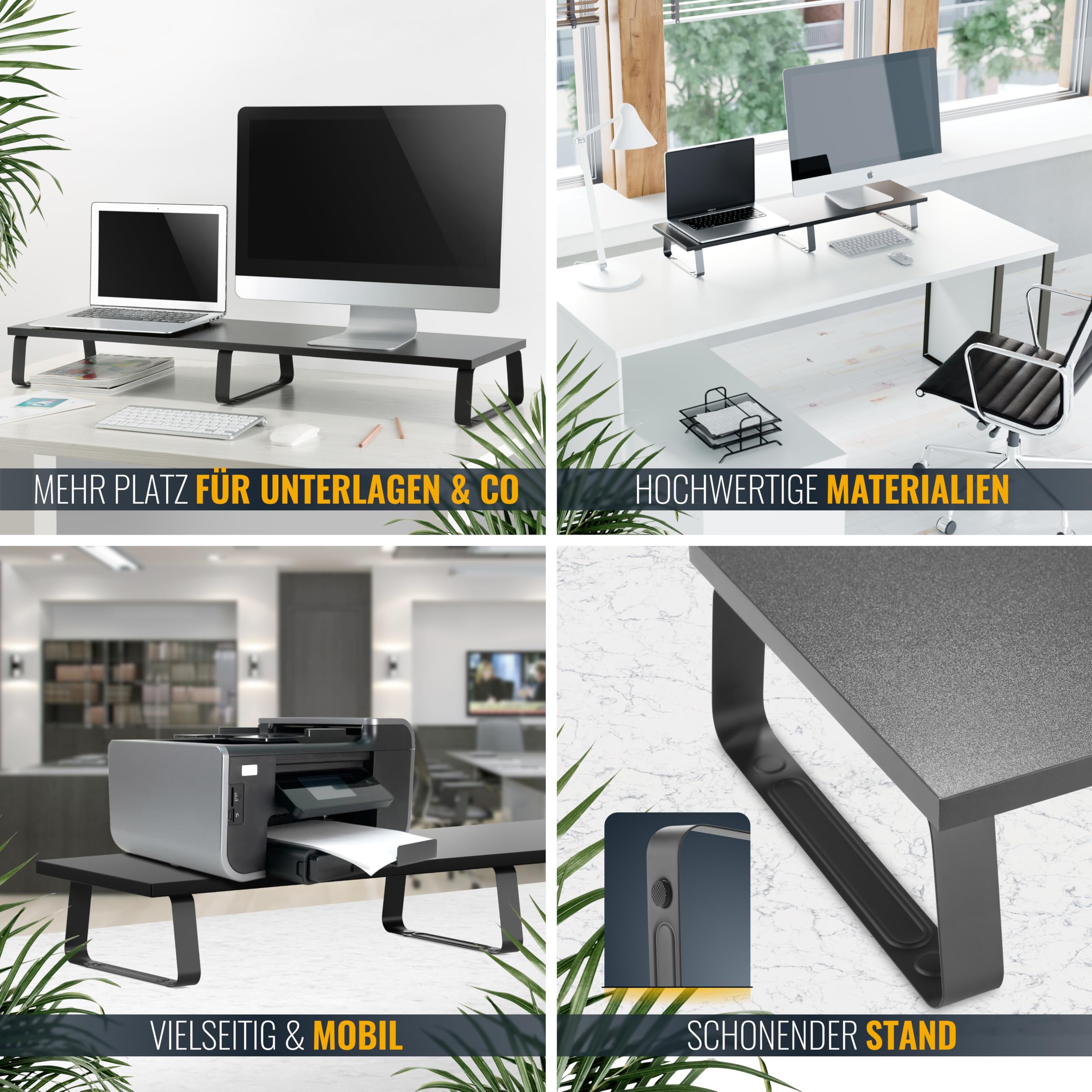 Support Réhausseur écran Bureau RICOO WM3-L - Hauteur Réglable, Tiroir Rangement - Pour Moniteur 13-32 Pouces