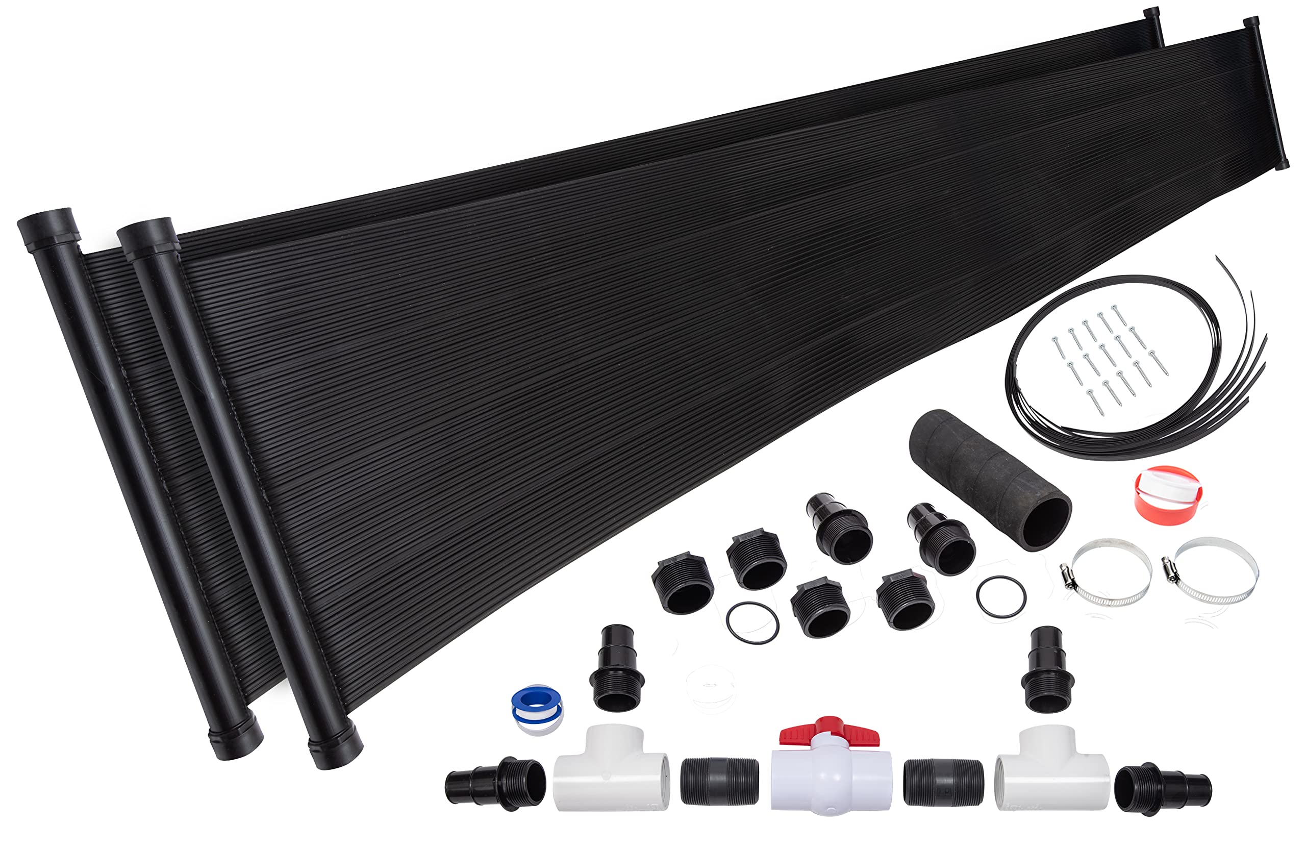 Amazon.com : SunQuest Solar Pool Heater Panels - 2 (2ft x 20ft) Collectors  w/Roof/Rack u0026 Diverter Kit -Solar Water Heater for Above Ground u0026 Inground  Pools-DIY-Tube on Web Design Panel-Polypropylene UV Resistant :