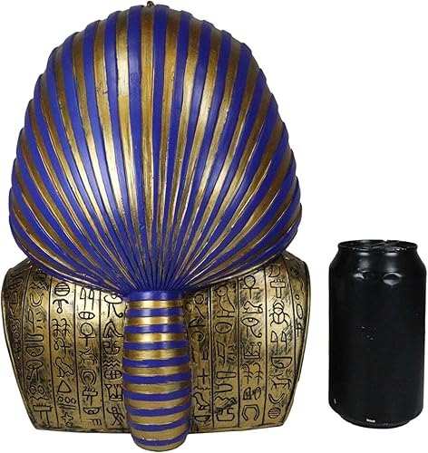 Miniatura 8 de Ebros Gift Gran figura dorada de Uraeus Cobra y buitre Nemes máscara del faraón Busto Estatua egipcia Histórica Educativa Rey TUT Tutankamón Busto