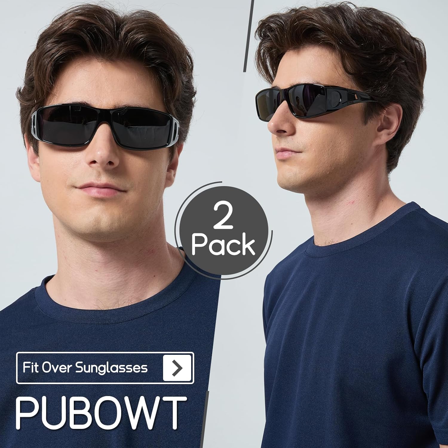 Polarized Fit Over Glasses Sunglasses for Men Women Driving Square Wrap Around Shades UV Protection Sun Eyewear PT2006 - Image 3