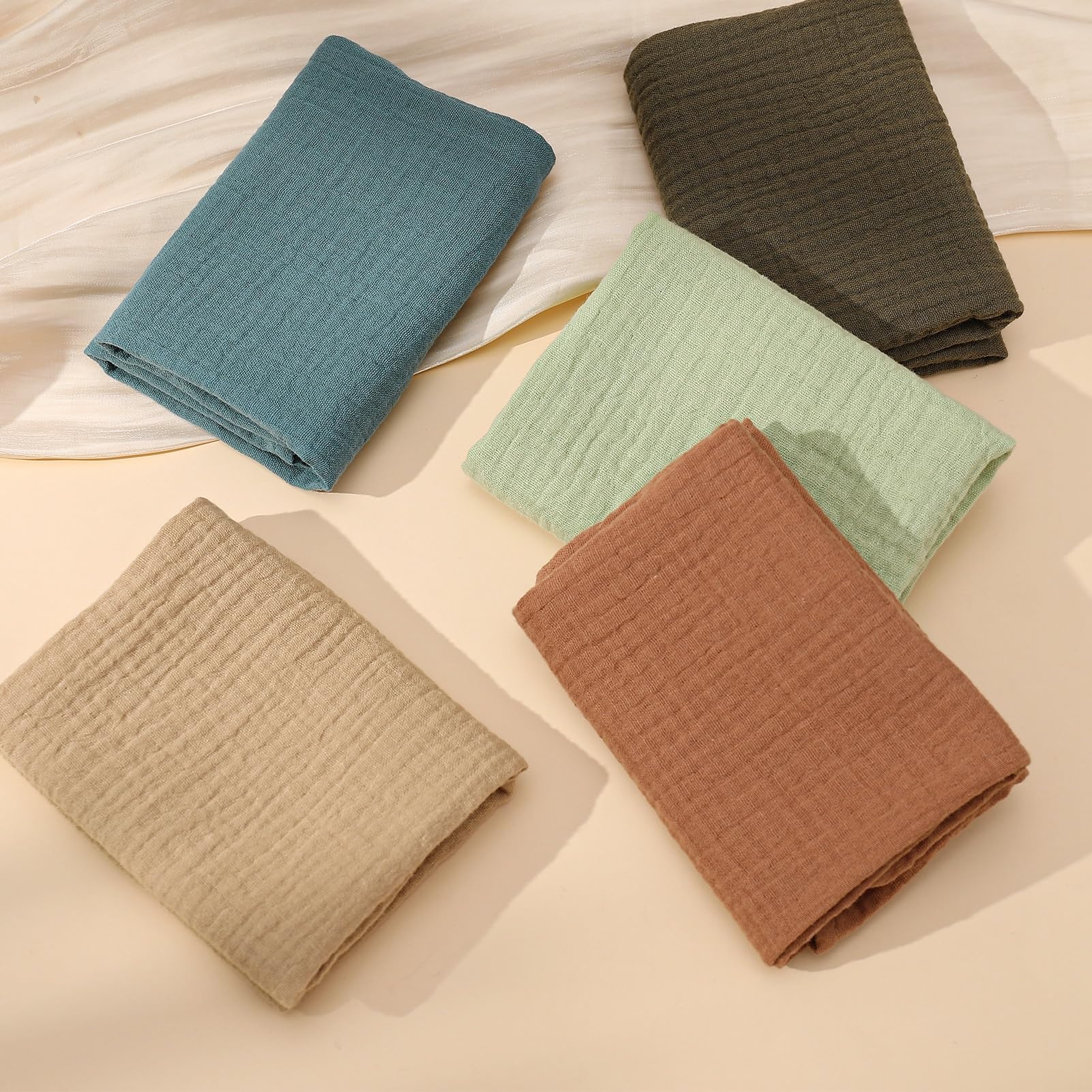GSrenyu 5 Pcs Muslin Cloths For Baby Burp Cloths 38x40cm Muslin Squares 100% Cotton Breathable Wipes For Newborn Wiping Bathing Feeding Burping - Image 4