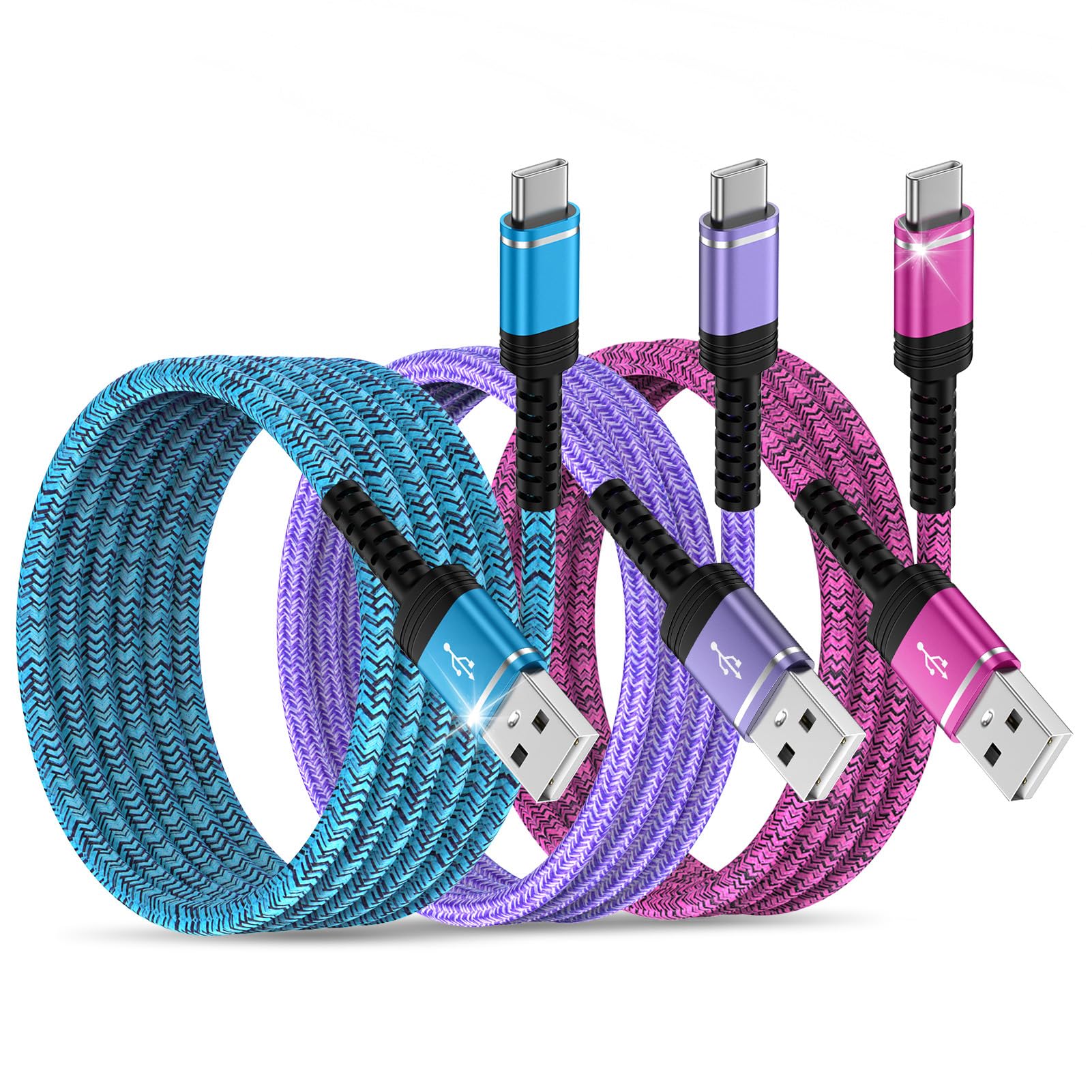 Cavo USB-C da 3 m, Cavetto USB Tipo-C per Ricarica e Sincronizzazione PD EPR 240W (5A) USB 2.0, Certificato USB-IF, Guaina TPE, Nero