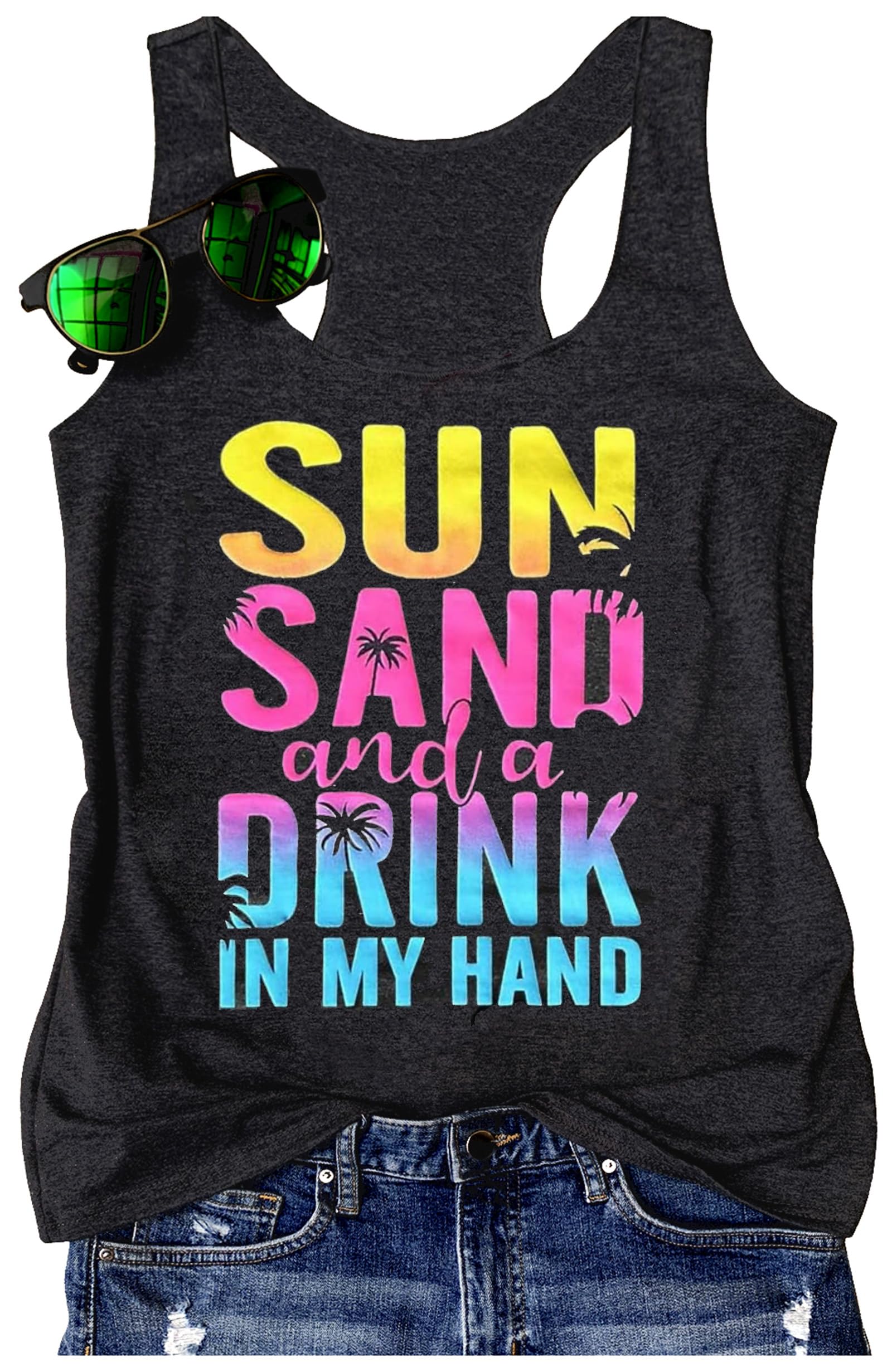Graphic Tees for Women Summer Tank Tops Vacation Outfits for Women Country Concert Tops Summer Racer Back Tank