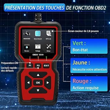 OBD2 Scanner, Car Diagnostic Tool for after 2000 all Cars, OBD Reader Free Lifetime Updates, Car Code Reader and Reset, Checking the Engine Light/Testing Pollutant Emissions/Testing the O2 Sensor/EVAP