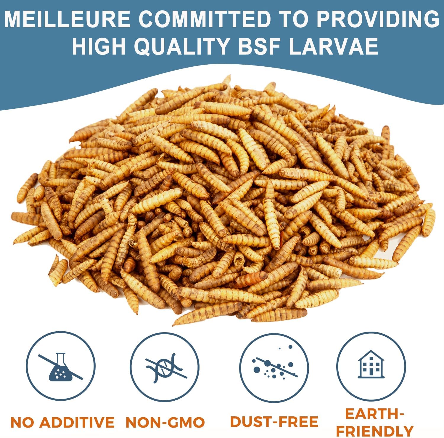 BSF Larvae 85X Calcium Than Dried Meal Worms 20LB(5lbx4) for Chicken Feed - Bulk Black Soldier Fly Larvae Poultry Treats - BSF Grubs Non-GMO Food High Protein Meal Worms for Hens,Wild Bird