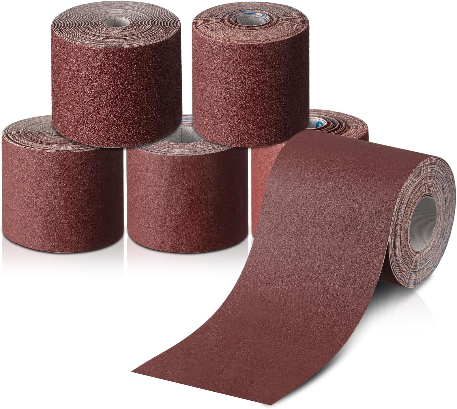 5 Rolls 3" Wide Emery Cloth Roll Abrasive Sandpaper Assortment Pack 80 150 240 320 400 Grits Sandpaper for Metal Wood Furniture Polishing(100 Feet, Each Roll 20 Feet)