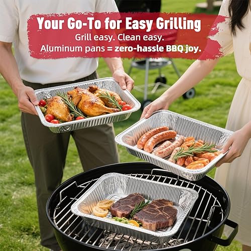 Miniatura 2 de Bandejas de Aluminio Tamaño Medio (Paquete de 30), 9x13, Bandejas de Papel de Aluminio Desechables Resistentes para Hornear, Asar, Cocinar,