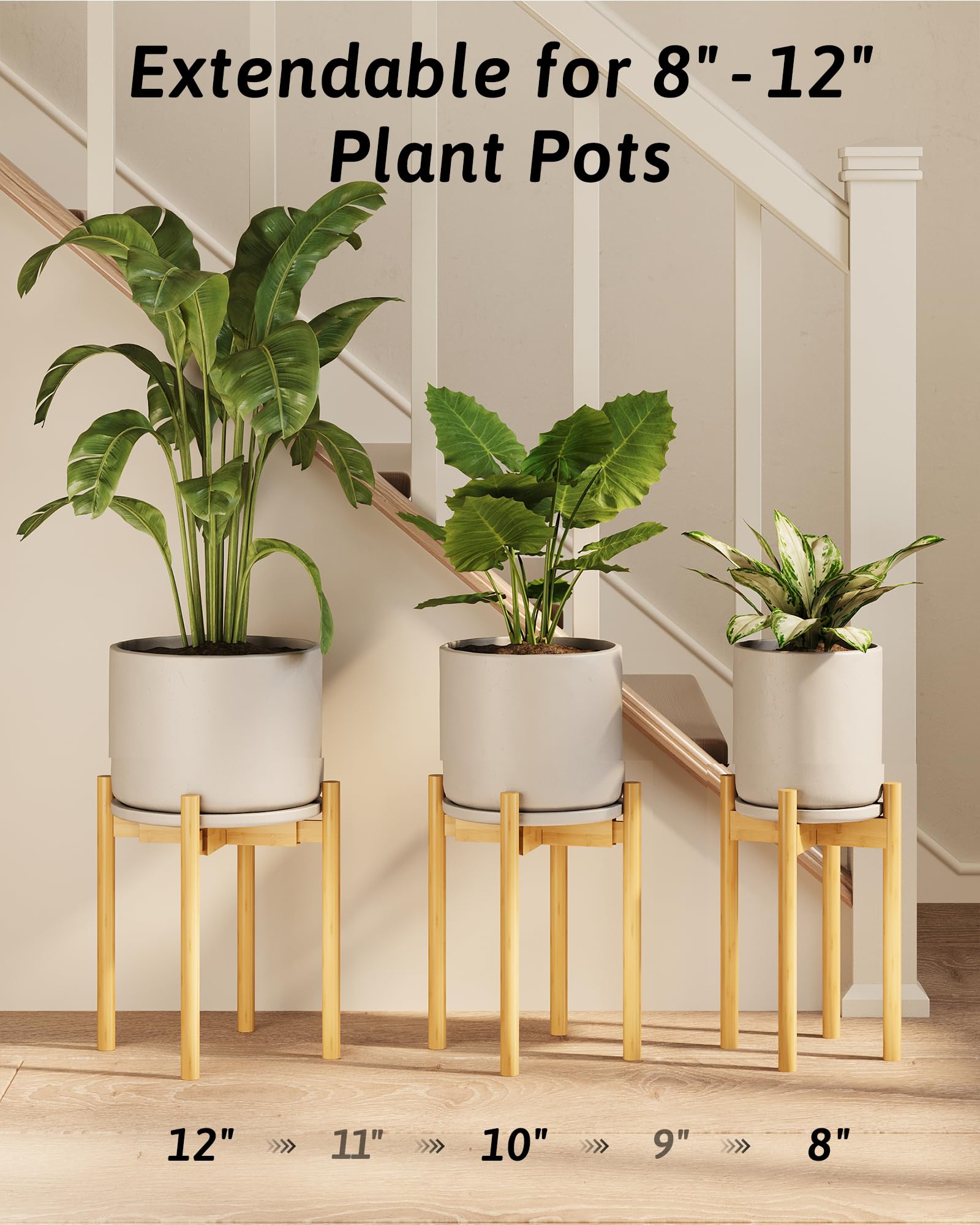 GENTINGBRO Support réglable en bambou naturel pour plantes