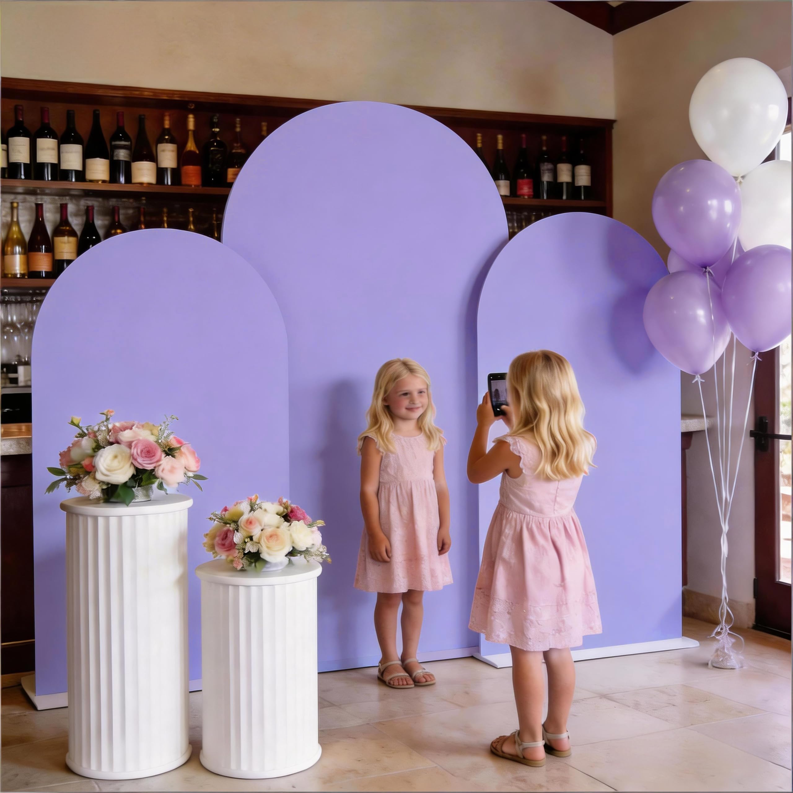 Set of 3 Spandex Lavender Arch Backdrop Cover -SINSSOWL Wedding Chiara Arch Backdrop Covers for Baby Shower Bridal Shower Birthday Party Engagement