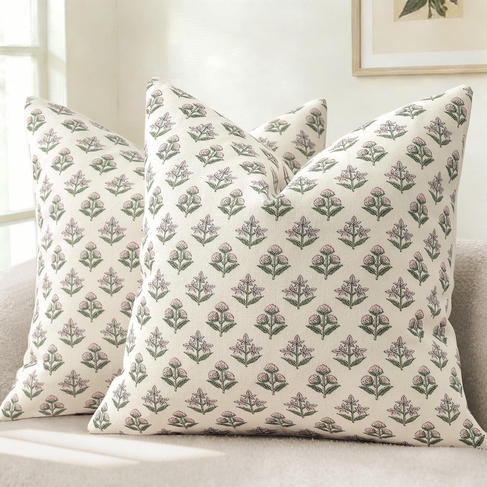 YCOLL Modernes Botanisches Vintage-Design Kissenbezug 2er Set Blumen Kissenbezüge, Sofakissen, Dekokissen für Sofa, Couch, Stuhl, Bett, Wohnzimmer Heimdekoration