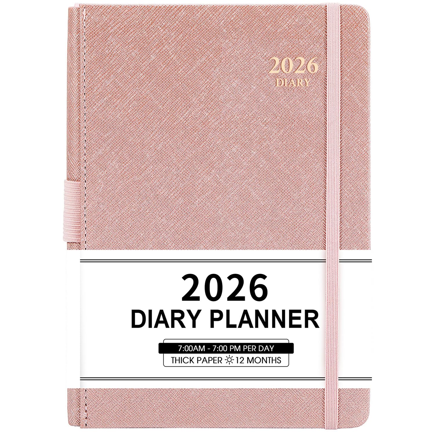 Diary 2026 - A5 Page a Day Diary 2026 from Jan. 2026 to Dec. 2026, 2026 diary with Monthly Tabs, Inner Pocket, Banded, 14.5 X 21 cm