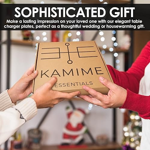 Miniatura 7 de Kamime - Juego de platos de carga y servilleteros, galvanizado dorado para platos llanos