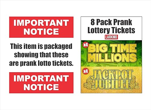 Miniatura 3 de Larkmo Boletos de lotería de broma broma - 8 boletos en total, 4 de cada diseño de boleto ganador, estas tarjetas rasca se ven súper reales como un