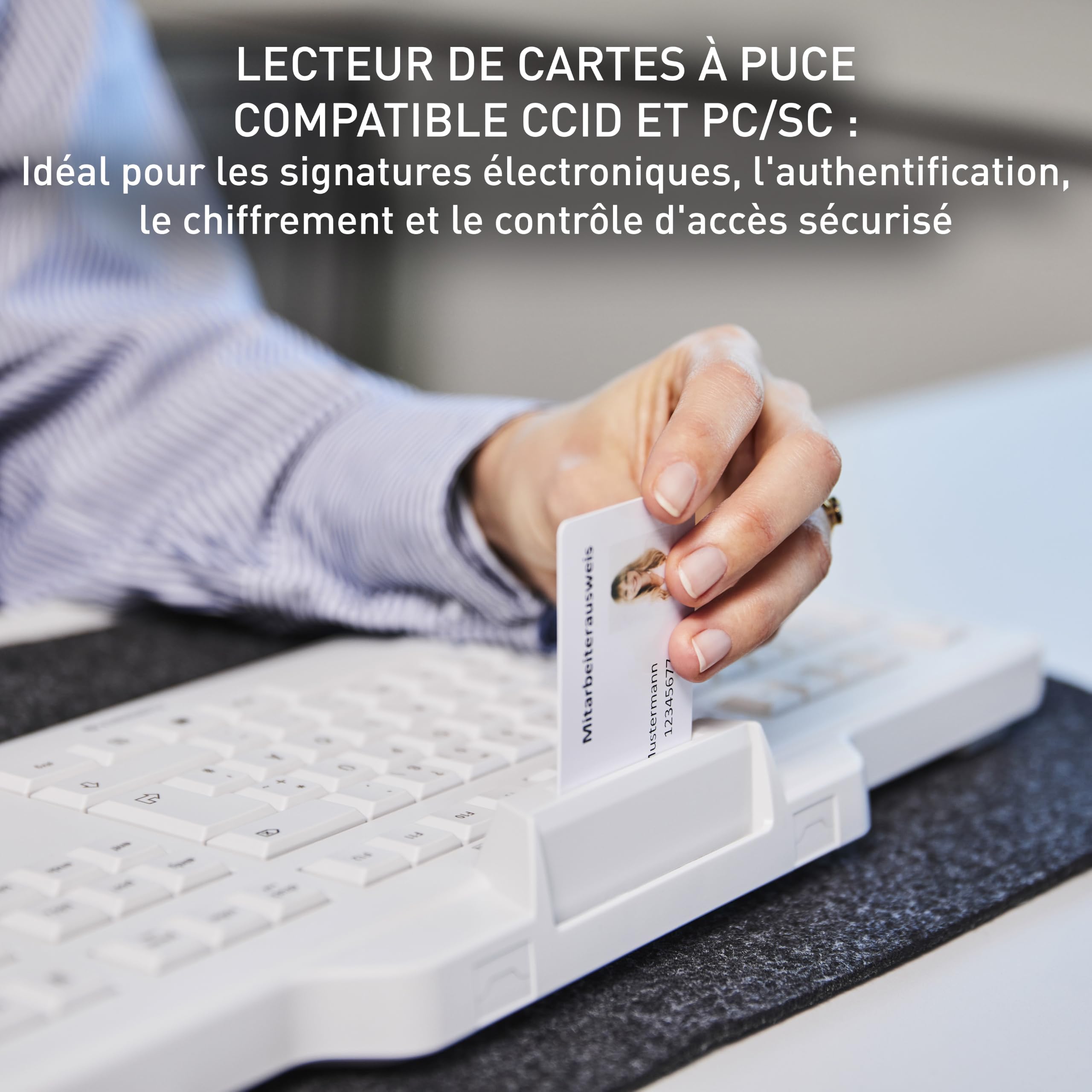 CHERRY Smart Board 1150, Clavier de Sécurité Filaire avec Lecteur de Carte Intégré, Disposition Belge (AZERTY), Plug & Play (USB-A), Design Plat, Noir