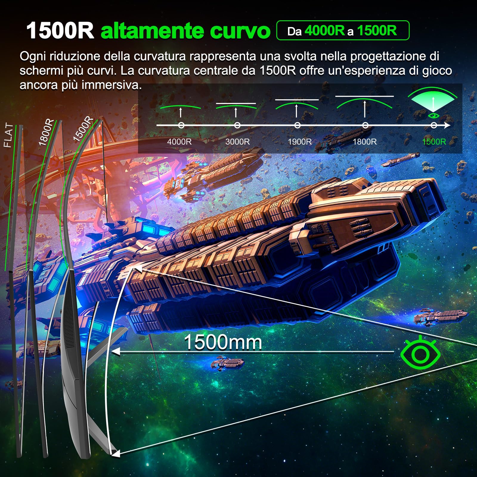 Minifire Gaming Curved Monitor 27 Pollici MFG27C1 200Hz 1Ms 120% sRGB Monitor con Sprecher 1920 * 1080 VA Panel (MFG27C1 con cavo HDMI)