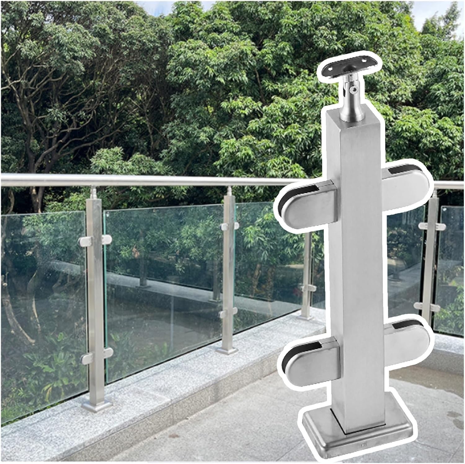 Abrazadera para Poste de barandilla de Escalera de Vidrio Cuadrado, Poste de Extremo/Medio/Esquina de Acero Inoxidable Resistente para barandilla, Valla, balcón, jardín, barandilla Moderna p