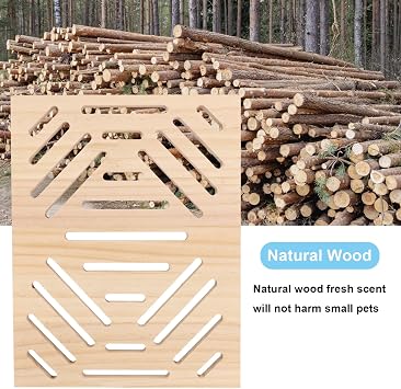 Hypeety Natural Wood Rabbit Scratch Board Bunny Scratching Pad for Rabbits Bunnies Durable Nail Trimming Teeth Grinding Indoor Play with Chew Toys