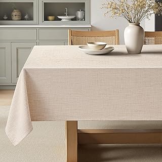 MIULEE Ivory Linen Polyester Tablecloth 60x84 Inch Spring Rectangle Table Cloth Waterproof,Stain Resistant for Dining Party Wedding