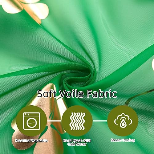 Miniatura 7 de Cortinas traslúcidas de gasa con estampado de lámina dorada, cortinas de ventana con bolsillo para barra, 84 pulgadas de largo, paneles de