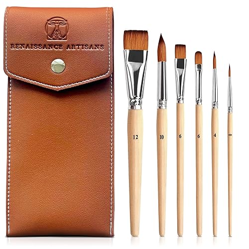 Rembrandt Series I - 6pc Travel Watercolor Brushes Set, Kolinsky Sable Performance Hair, Designed for Watercolors & Versatile in Gouache, Oil - Premium Art & Travel Kit