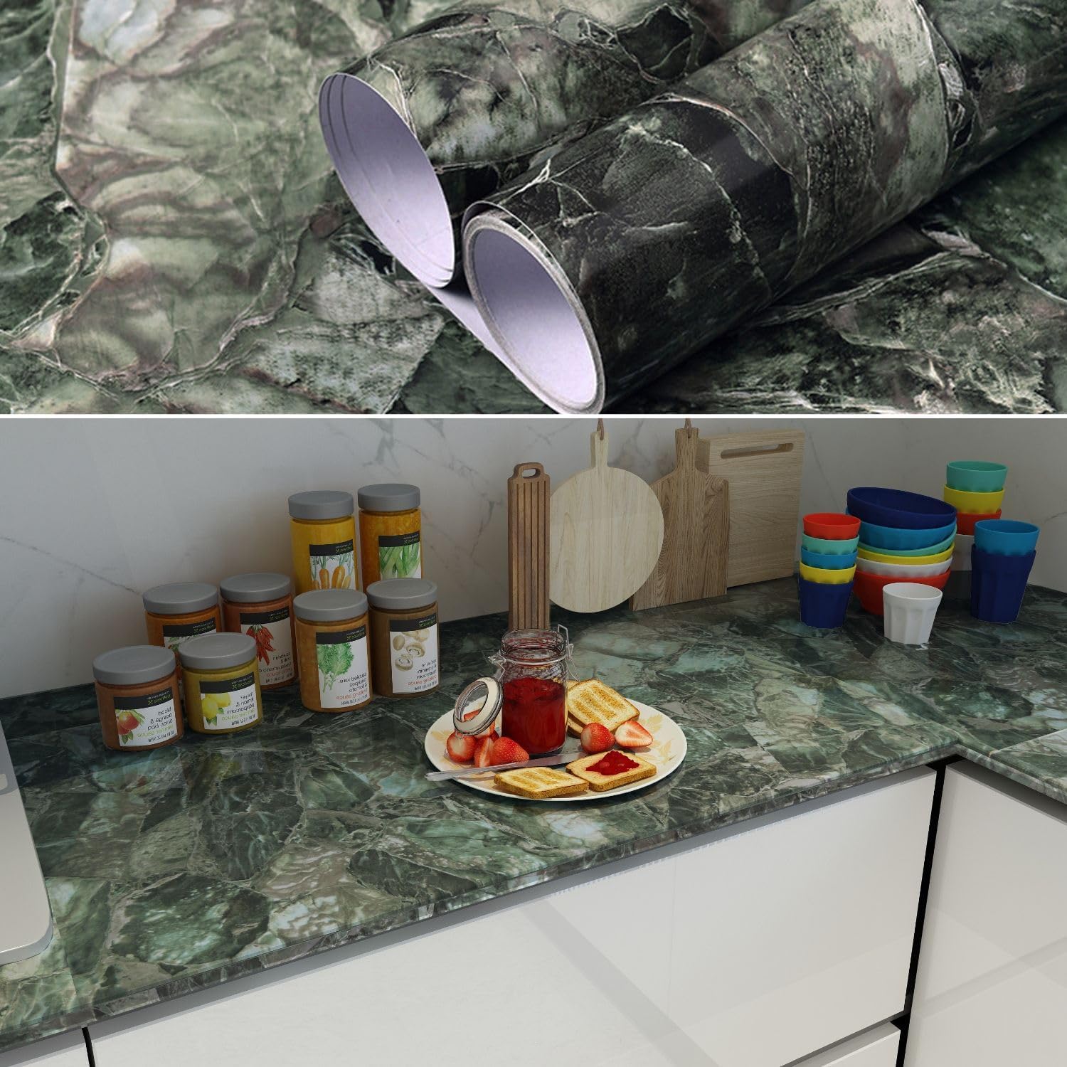 Large Marble Wallpaper Sticky Back Plastic Roll, Worktop Vinyl Covering