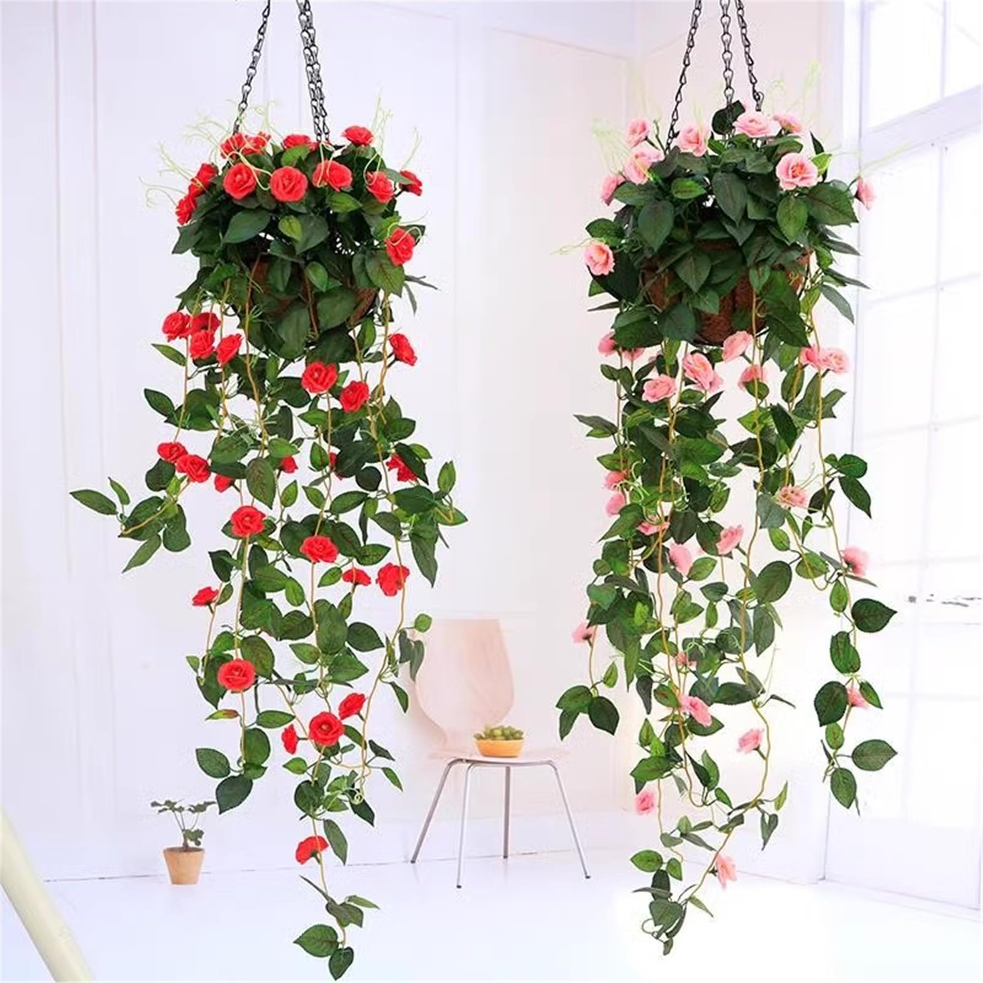 4 cesti da appendere per piante da giardino all'aperto, fioriere