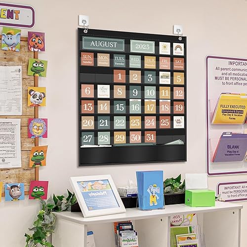 Miniatura 2 de Godery Calendario bohemio de bolsillo para tarjetas de aula, suministros escolares, decoraciones para profesores, tablón de anuncios de pre-kínder a