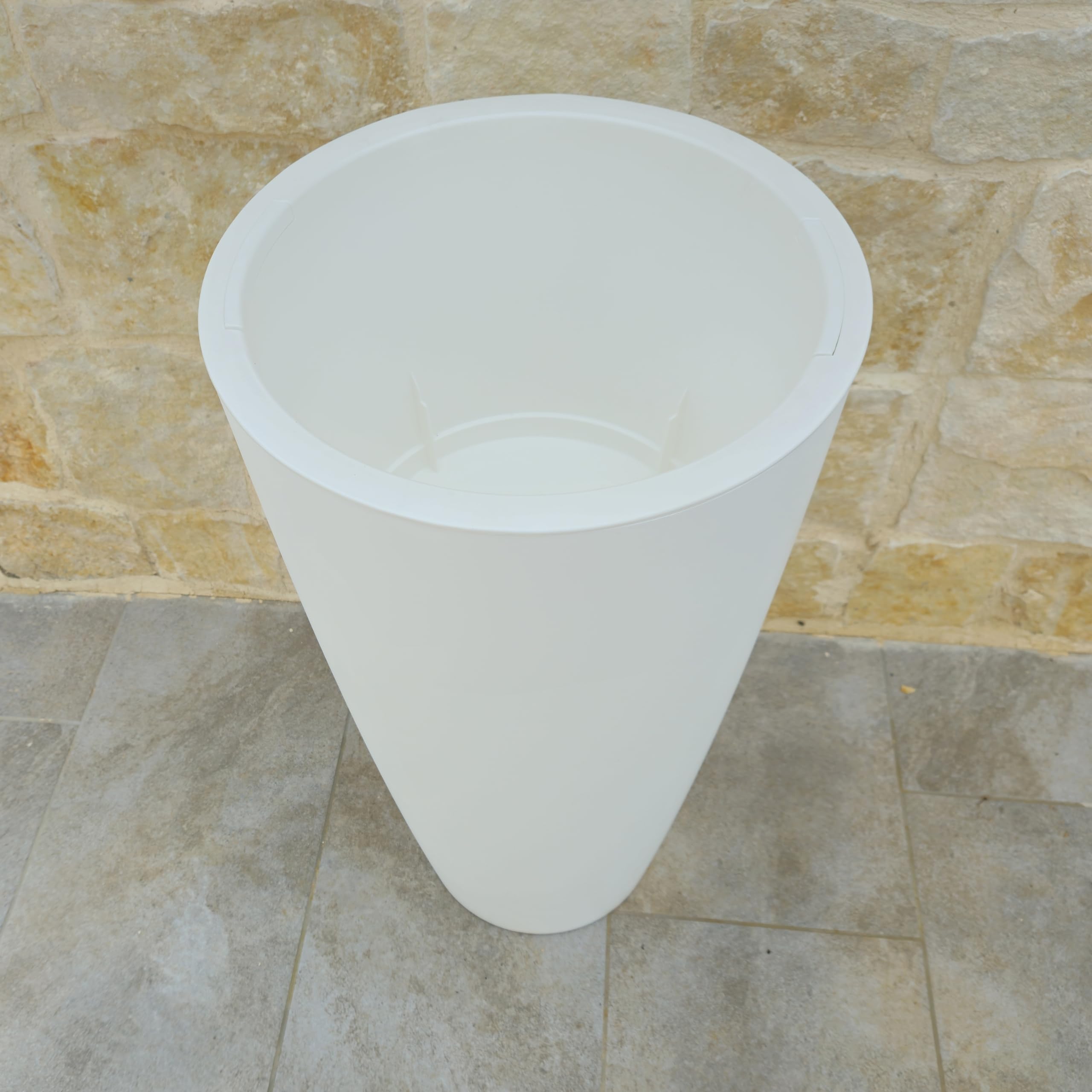Nicoli Macetero alto Style 38 x 85 cm de altura, interior y exterior, base extraíble (2 unidades, 38 x 85 cm, blanco)