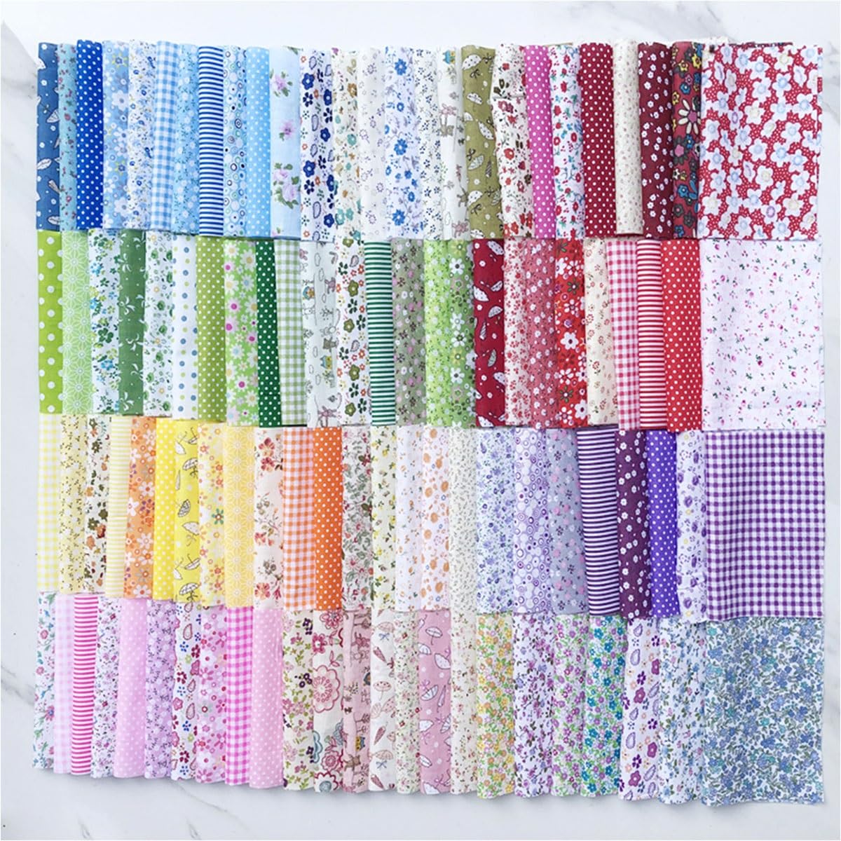 Zestaw 100 kwadratów bawełnianych 10 x 10 cm, 15 x 15 cm, 20 x 20 cm, do kreatywnego wypoczynku, patchworku, pikowania, szycia, scrapbookingu (7,87 cala x 7,87"/20 x 20 cm)