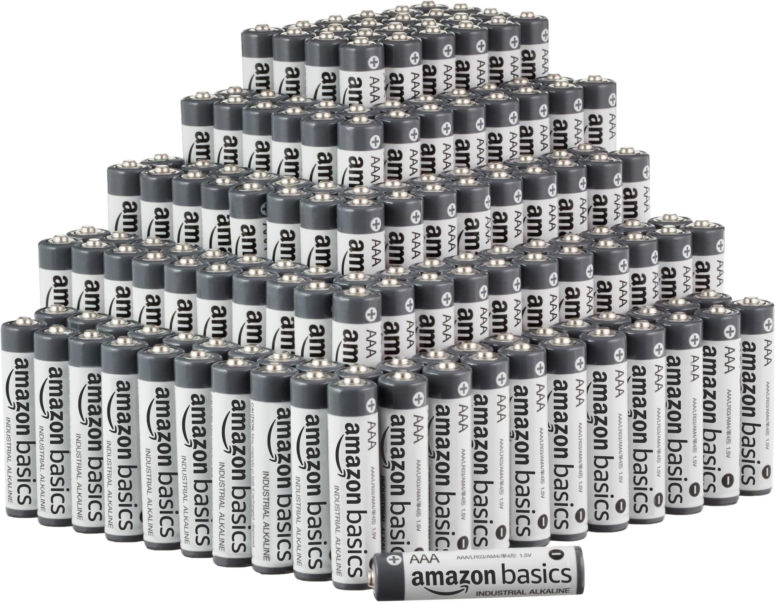 Amazon Basics 250Pack AAA Alkaline Industrial Batteries, 1.5 Volt, 5Year Shelf