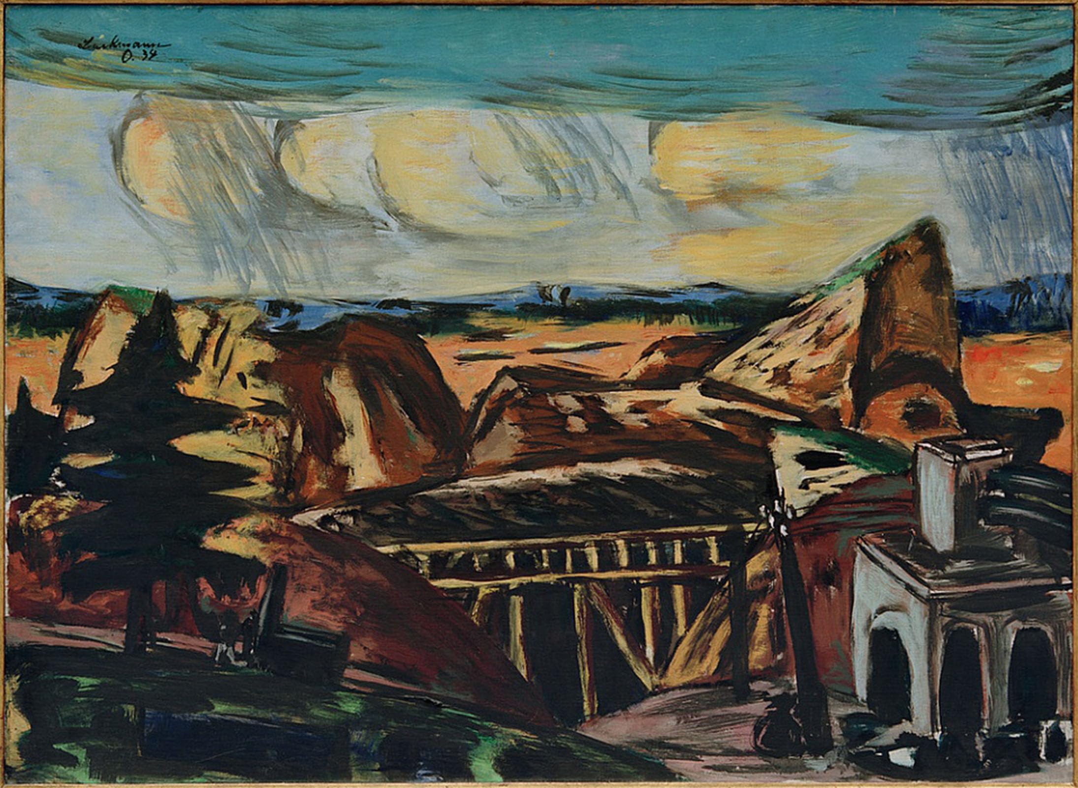 Max Beckmann toile de Haute Bavière tableau abstrait 60x90cm