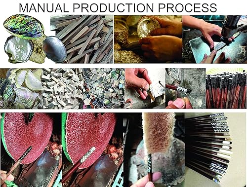 Miniatura 14 de Palillos de madera para el cabello, cabeza de incrustación superior con nácar a mano, palillos decorativos únicos de madera, palillos de pelo