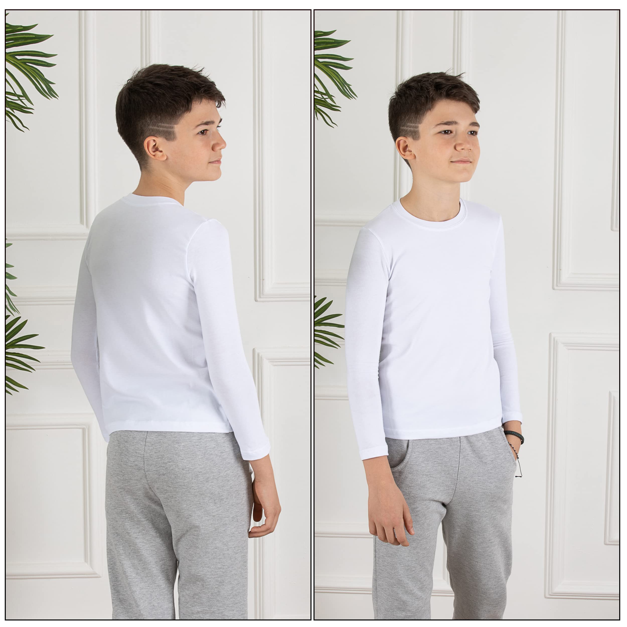 LOREZA ® 3 sous-vêtements Manches Blanc Longues Enfants Garçons Filles sous-Vetements Maillots de Corps Chemise