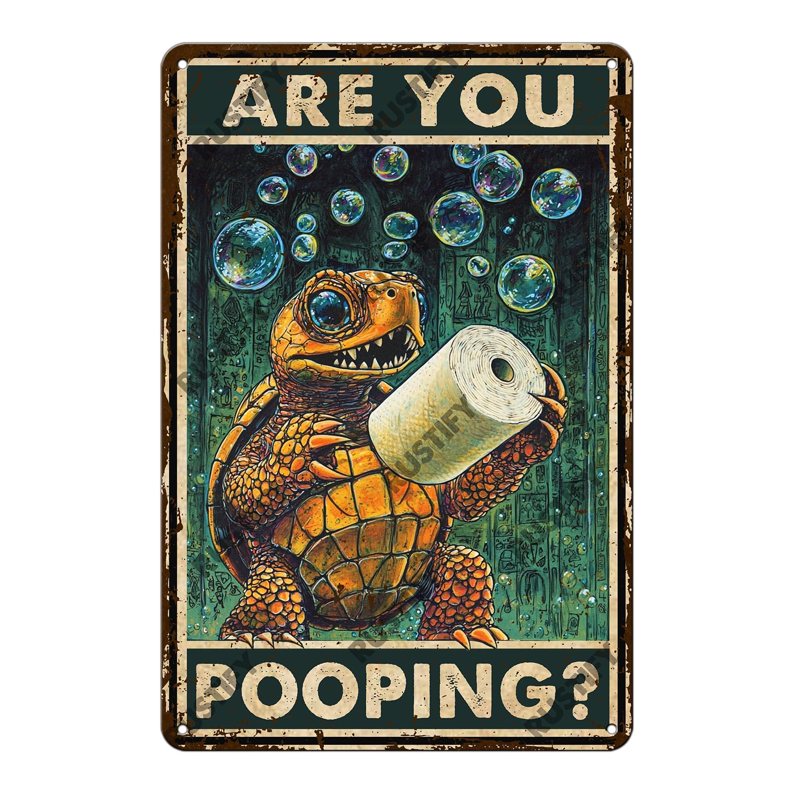 Anceky Funny Sign Are You Pooping Sea Turtle Metal Tin Sign Wall Decor for Kitchen Outdoor Yard Window Fence 12×16 Inch