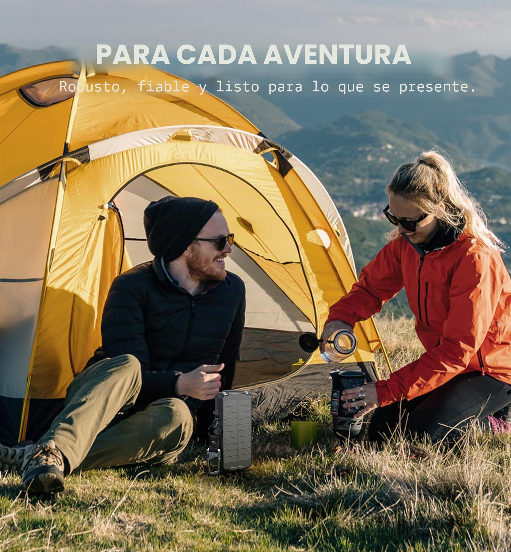 Dexnor Power Bank Solar 27.000mAh con Carga Rápida 65W PD3.0 & QC3.0, Batería Externa Portátil con Cargador Inalámbrico, Linterna y Mosquetón - Compatible con MagSafe y Qi