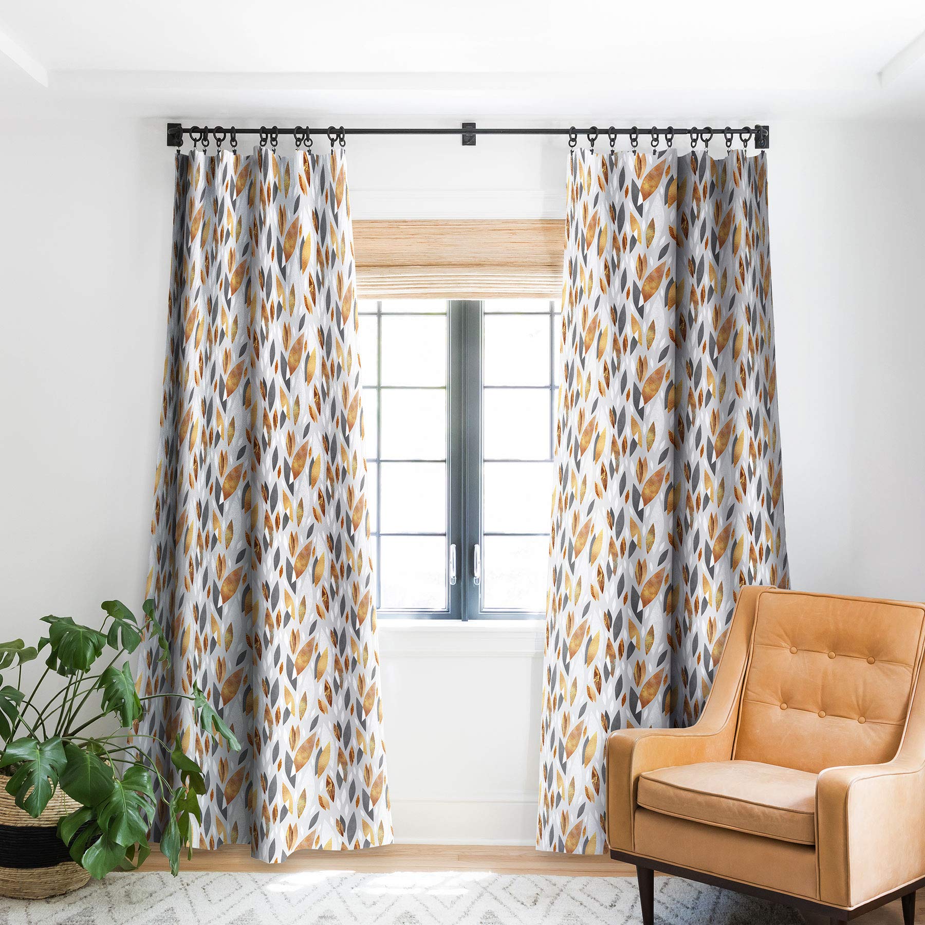 Deny Designs Elisabeth Fredriksson Falling Gold Leaves Blackout Window Curtain, 50" x 96"