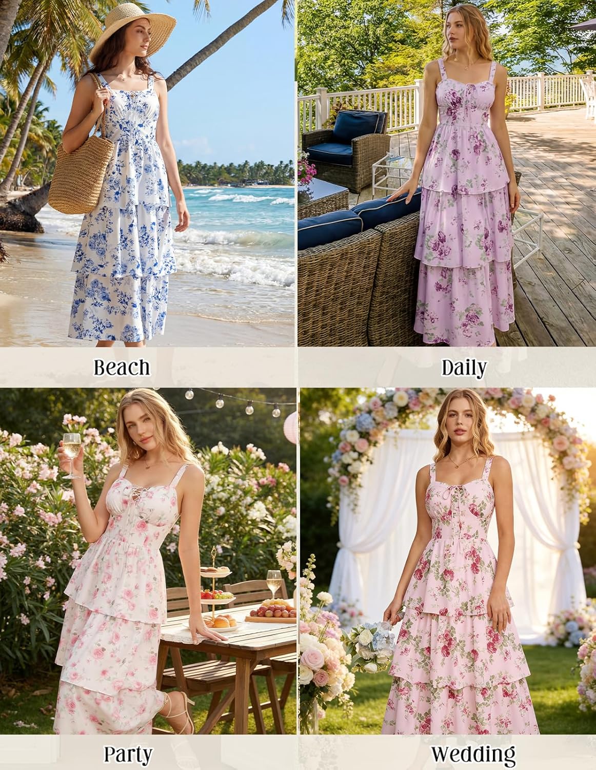 Scarlet Darkness Milkmaid Corset Dress for Women Summer Wedding Guest Dresses Cocktail Floral Sundress with Pockets - Image 6