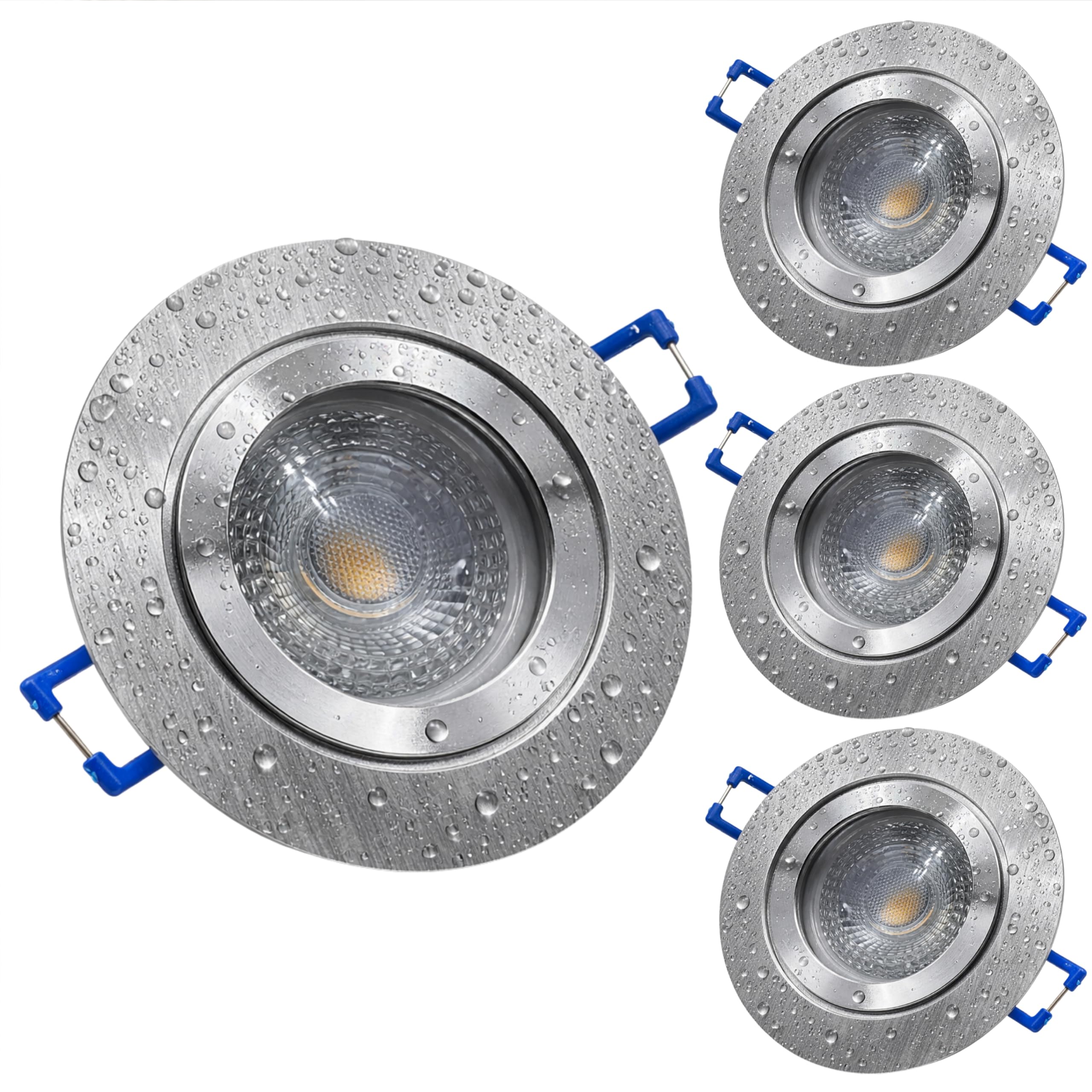LED Einbaustrahler 230V Flach IP44 Edelstahlgebürstete Einbauspots Badezimmer- Energiesparende warmweiße Einbauleuchten - 5W (4er Set 4000k neutralweiß)