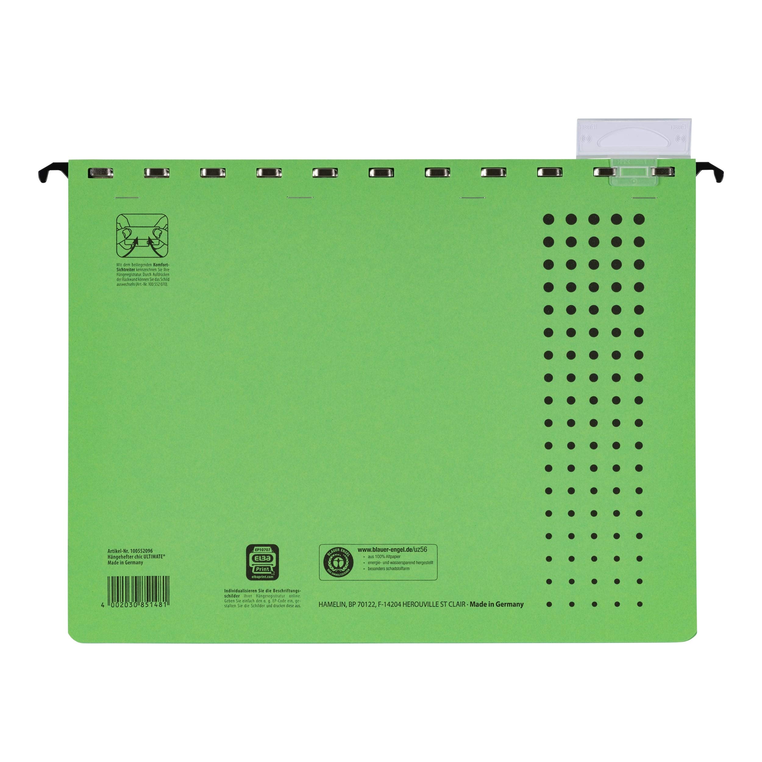 Elba 100552096 - Cartelle Sospese Chic Ultimate, 318 x 6 x 245 mm, Verde
