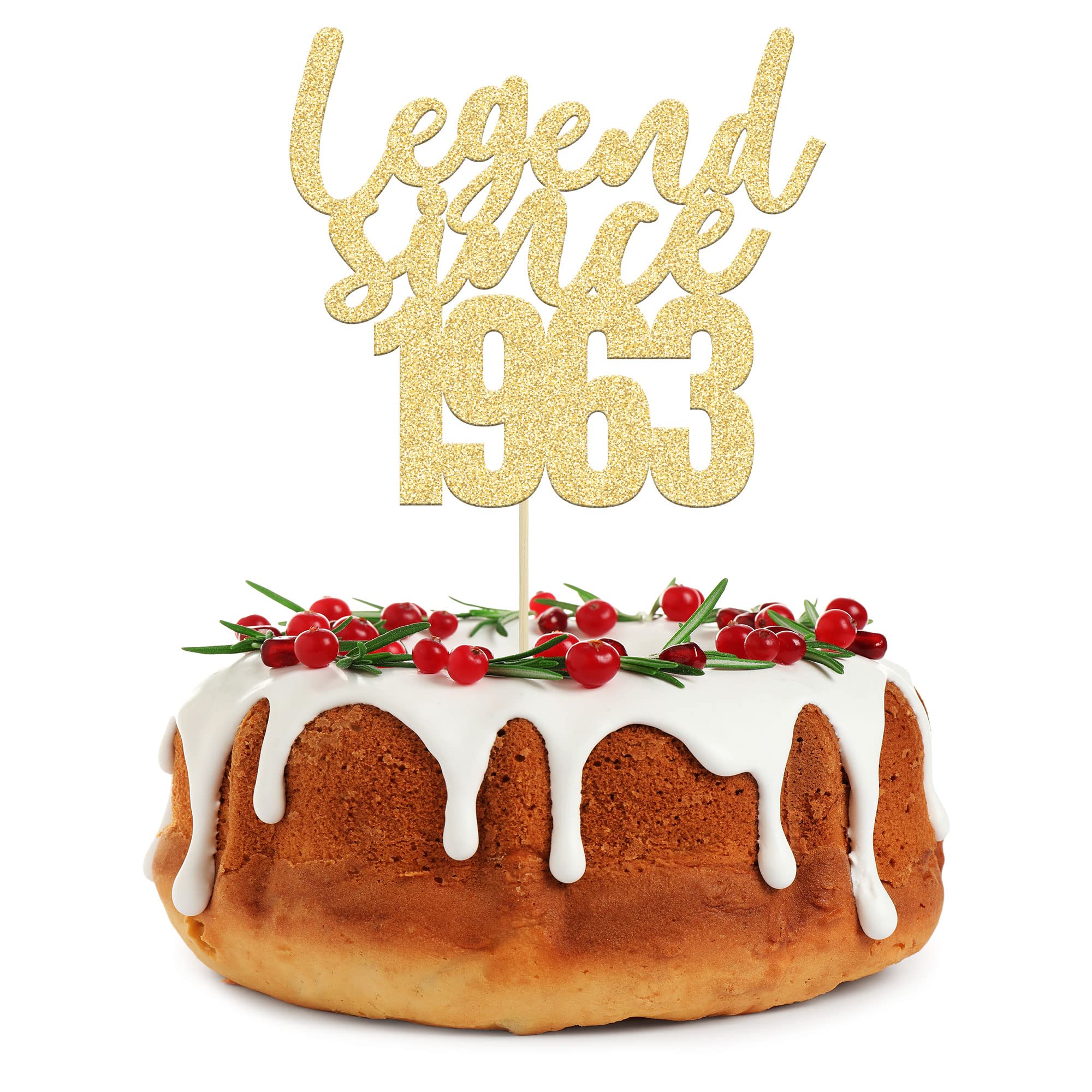 Gyufise 1 Pack Legend Since 1962 Cake Topper Gold Glitter 60th Birthday Happy Birthday Cake Decoration Cheers to 60 Years for 60th Birthday Wedding Anniversary Party Decoration Supplies