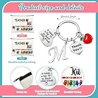 Vista 5 de MTLEE 2 piezas de regalo de agradecimiento para profesores de Navidad, kit de regalo para mujeres, bolsa de maquillaje, bolsa de cosméticos, llavero