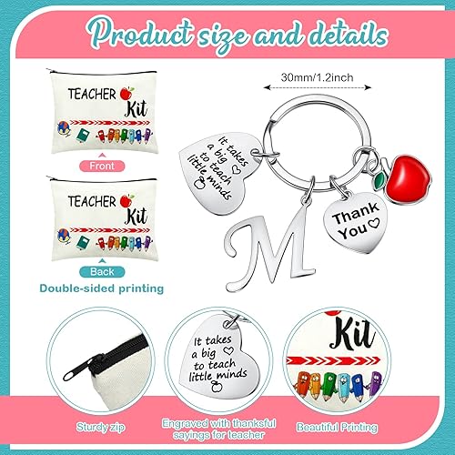 Miniatura 5 de MTLEE 2 piezas de regalo de agradecimiento para profesores de Navidad, kit de regalo para profesores, bolsa de maquillaje, bolsa de cosméticos,