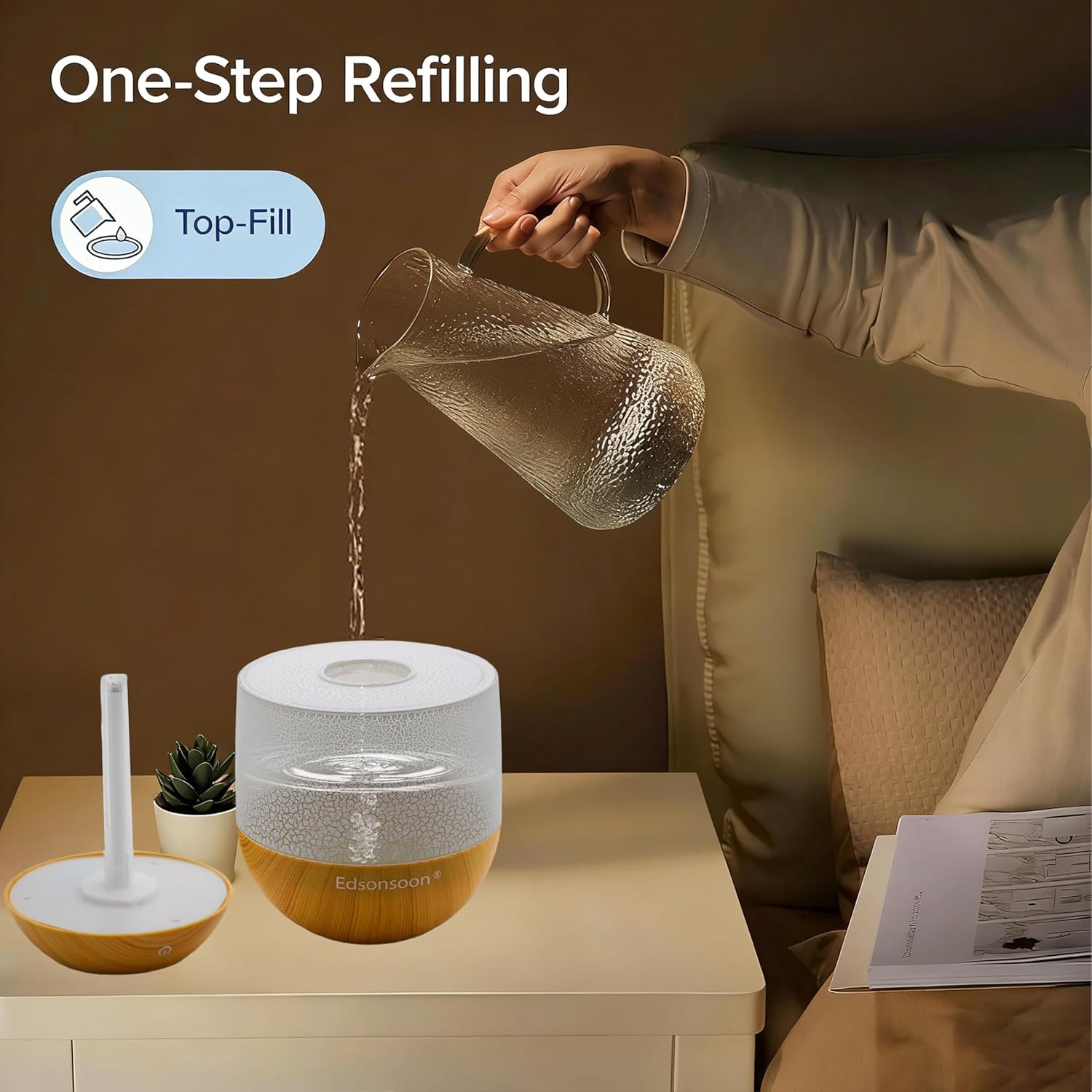 Ultrasonic Cool Mist Humidifier for Bedroom, Mini Desktop Humidifier with Volcano LED Light, USB Quiet Aroma Diffuser, Essential Oil Compatible for Home, Office, Baby Room & Gift Use (White)