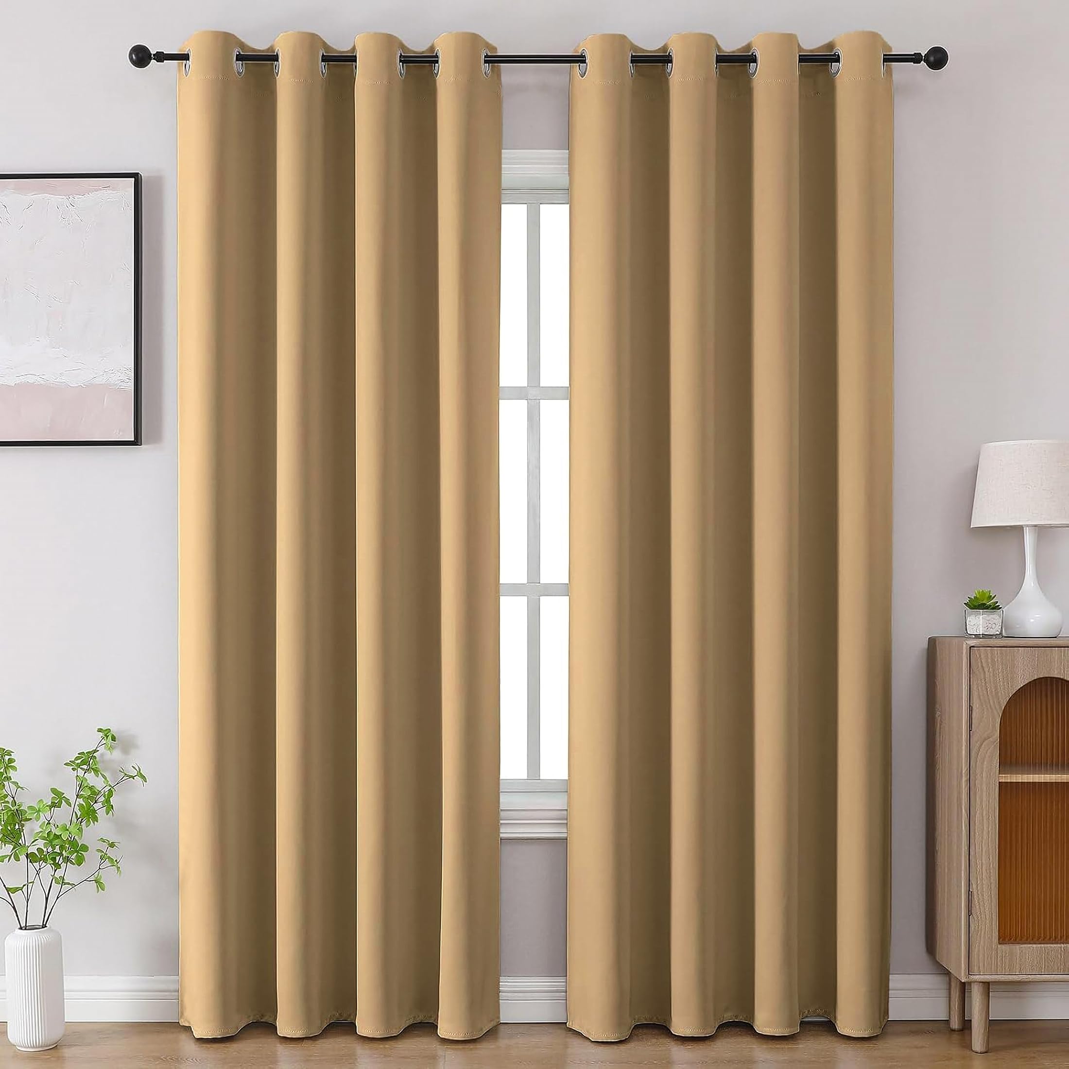 Cortina 80-90% Blackout Solid Door Curtains 9 Feet Set of 2 - Thermal Insulated | Curtain for Living Room | Drapes for Bedroom | (9 Feet, Camel Brown)-image-45