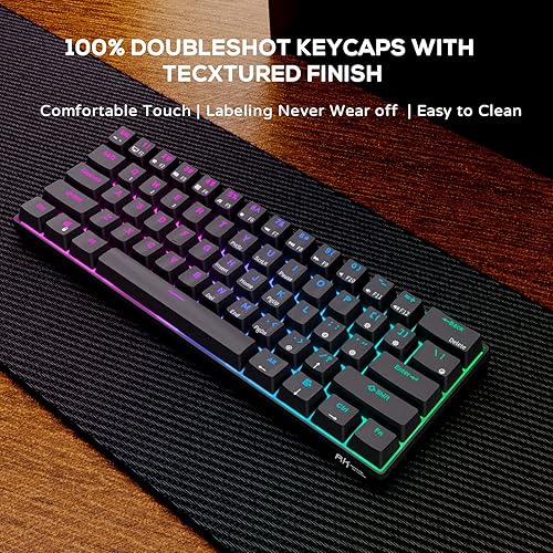 Miniatura 3 de RK Royal Kludge Teclado mecánico RK61 60%, cable en espiral, 2.4 GHzBluetoothcable, Bluetooth, 61 teclas, inalámbrico, RGB, cambio de tecla marrón