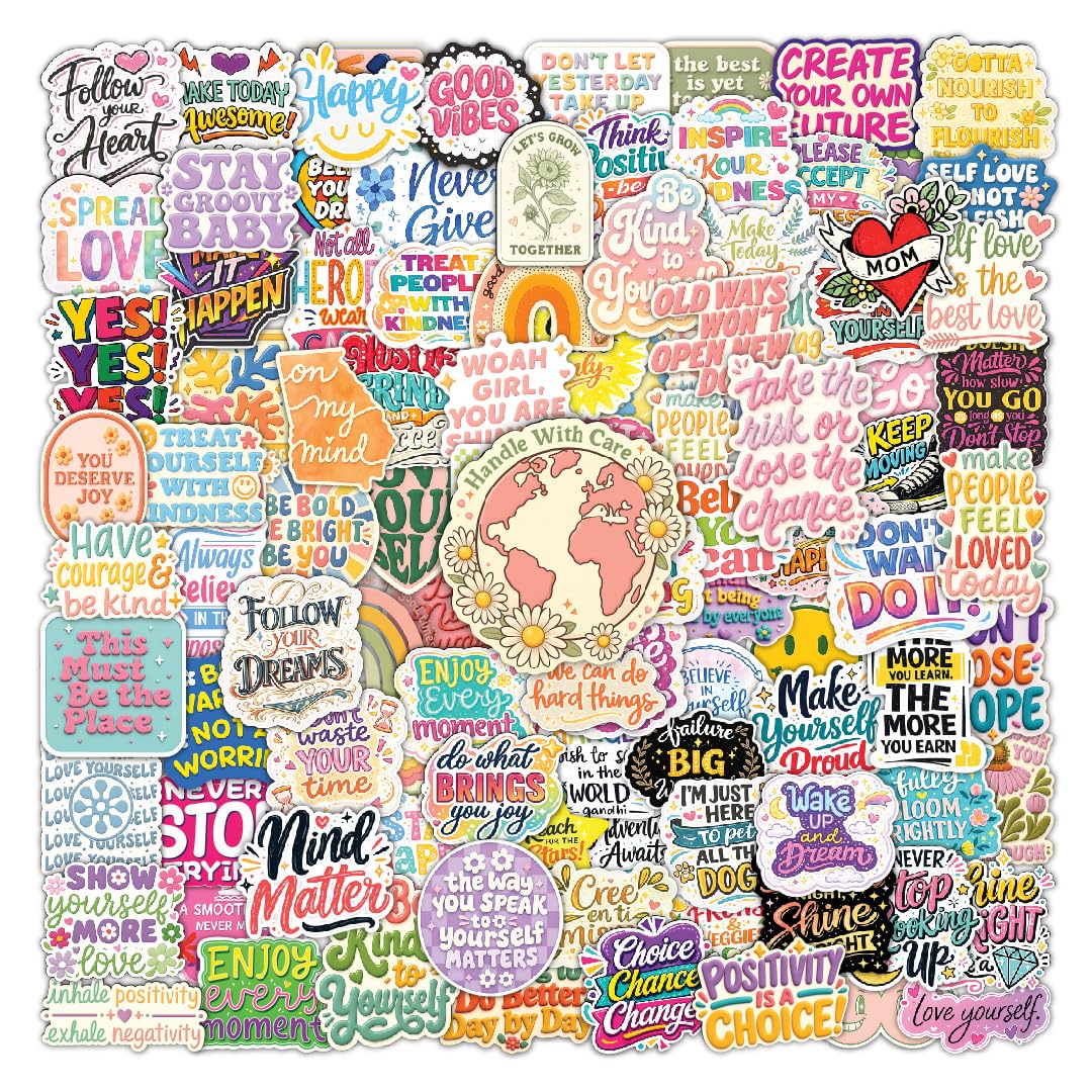 100 Motivational Quote Stickers Pack for Water Bottles, Laptops & Journals – Waterproof Vinyl Inspirational Decals for Teens, Girls, Students, Scrapbooking, Planner & DIY Decoration