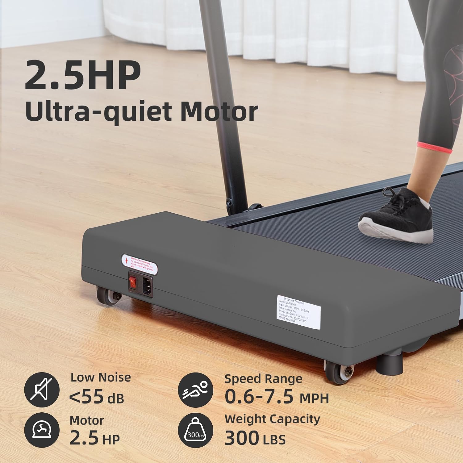 Walking Pad with Handle Bar, Foldable Treadmill for Small Space - with Handles, Safety Key, 2.5HP Quiet Brushless Motor, 0.6-7.6MPH, LED Display, 300LBS, Compact Treadmills for Home & Office
